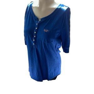 Hollister short sleeve tee, partial button down with pocket